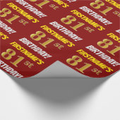 赤/フェイク模造金ゴールド「81番目の誕生日」 ラッピングペーパー (角)