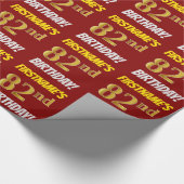 赤/フェイク模造金ゴールド「82番目の誕生日」 ラッピングペーパー (角)
