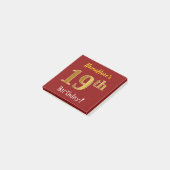 赤、フェイク金ゴールド19誕生日、名前をカスタムする付き ポストイット (アングル)