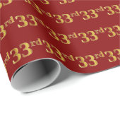 赤、フェイク金ゴールド33番目(33番目)のイベント ラッピングペーパー (ロールコーナー)