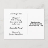 赤、フェイク金ゴールド35誕生日+名前をカスタムする ポストカード (裏面)