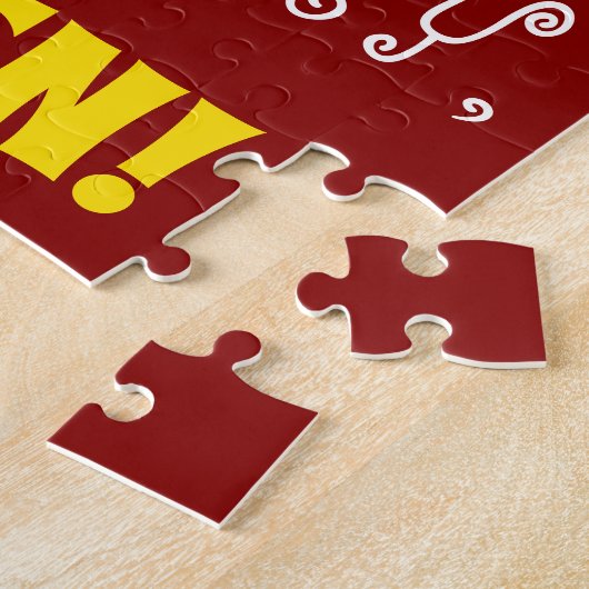 赤、フェイク金ゴールド44番目の誕生日+名前をカスタムするパズル ジグソーパズル (側面)