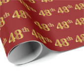 赤、フェイク金ゴールド48日（四十八日）イベント ラッピングペーパー (ロールコーナー)