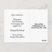 赤、フェイク金ゴールド6番誕生日+名前をカスタムするはがき ポストカード (裏面)