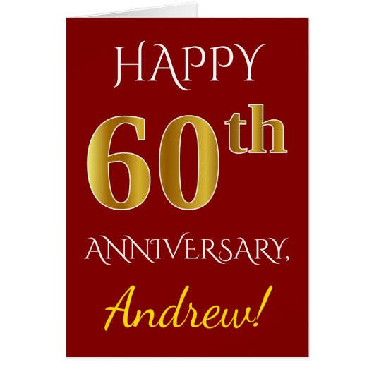 赤、フェイク金ゴールド60周年結婚+名前 (正面)