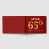 赤、フェイク金ゴールド65th誕生日パーティー+名前をカスタムする ゲストブック (全面)