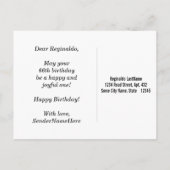 赤、フェイク金ゴールド66番目の誕生日+名前をカスタムする ポストカード (裏面)