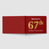 赤、フェイク金ゴールド67th誕生日パーティー+名前をカスタムする ゲストブック (全面)