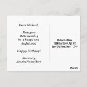 赤、フェイク金ゴールド69誕生日+名前をカスタムする ポストカード (裏面)