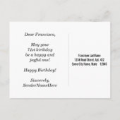 赤、フェイク金ゴールド71番目の誕生日+名前をカスタムする ポストカード (裏面)