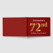 赤、フェイク金ゴールド72nd誕生日パーティー+名前をカスタムする ゲストブック (全面)