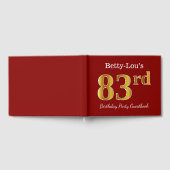 赤、フェイク金ゴールド83rd誕生日パーティー+名前をカスタムする ゲストブック (全面)