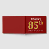 赤、フェイク金ゴールド85th誕生日パーティー+名前をカスタムする ゲストブック (全面)