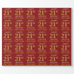 赤、フェイク金ゴールド「HAPPY 21st BIRTHDAY」 ラッピングペーパー<br><div class="desc">このラッピング紙デザインは、「HAPPY 21st BIRTHDAY」のようなメッセージを特徴とし、「21st」は金ゴールドの模倣の外観を持つフェイク。また、名前を付け、赤パーソナライズされた色の背景を付ける。21歳の誕生日に贈り物をラッ与えプする際に使われるかもしれない。[～Z0000131]</div>