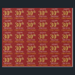 赤、フェイク金ゴールド「HAPPY 30th BIRTHDAY」 ラッピングペーパー<br><div class="desc">このラッピング紙デザインは、「HAPPY 30th BIRTHDAY」のようなメッセージを特徴とし、「30th」は模造金ゴールドの外観を持つフェイク。名前をカスタムすると赤い背景も特徴。それは誰かの30歳の誕生日の贈り物をラッ与えプするときに使用されるかもしれない。[～Z0000131]</div>