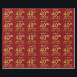 赤、フェイク金ゴールド「HAPPY 40th BIRTHDAY」 ラッピングペーパー<br><div class="desc">このラッピング紙デザインは、「HAPPY 40th BIRTHDAY」のようなメッセージを特徴とし、「40th」は金ゴールドの模倣の外観を持つフェイク。また、名前を付け、赤パーソナライズされた色の背景を付ける。40歳の誕生日に贈り物を包む与え際に使われるかもしれない。[～Z0000131]</div>