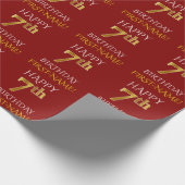 赤、フェイク金ゴールド「HAPPY 7誕生日」 ラッピングペーパー (角)