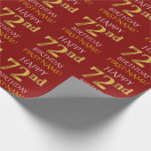 赤、フェイク金ゴールド「HAPPY 72nd誕生日」 ラッピングペーパー (角)