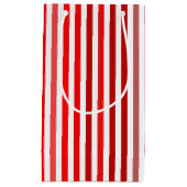 赤、ブルゴーニュ、白ストライプ色 スモールペーパーバッグ (正面)