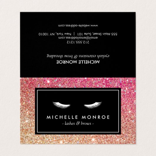 赤/ブロンズ付まつ毛グリッターサロンアフターケア 名刺 (外部フラット)