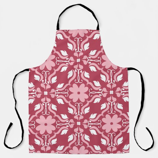 赤、ベージュのフローラ、シームレスな壁紙パターン。 エプロン (正面)
