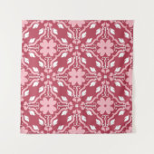 赤、ベージュのフローラ、シームレスな壁紙パターン。 タペストリー (正面(横))