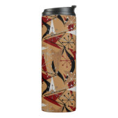 赤、ベージュ、ブラウン、木フェイクの矢印 |原子スタイル タンブラー (回転左)