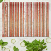赤、ベージュ、白のパタストライプのーン キッチンタオル (折り畳み)