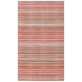 赤、ベージュ、白のパターストライプのン テーブルクロス (正面)