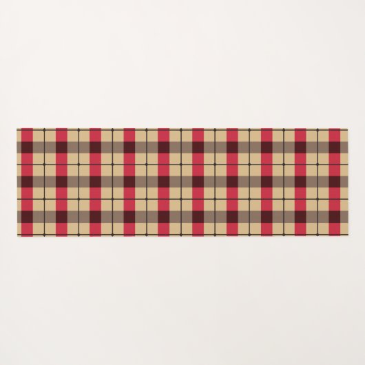 赤、ベージュ、緑の格子模様 ヨガマット (裏面(横))