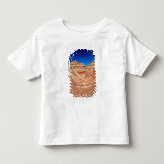 赤、ベージュ、黄色の縞模様が風に揺れる トドラーTシャツ (正面)