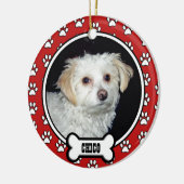 赤|ホワイトファミリーペット記念写真焼 セラミックオーナメント (左)