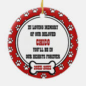 赤|ホワイトファミリーペット記念写真焼 セラミックオーナメント (裏面)