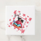 赤&ホワイトホリデージョイ雪の結晶フォトギフトラベル フェイバータグ (インサイチュ)