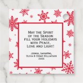 赤&ホワイトホリデージョイ雪の結晶フォトギフトラベル フェイバータグ (裏面)