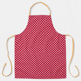 赤+ポルカの白いドット エプロン