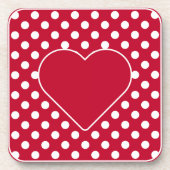 赤+ポルカの白いドット コースター (正面)