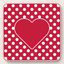 赤+ポルカの白いドット コースター