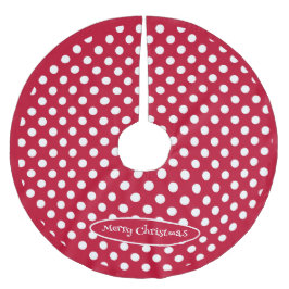 赤+ポルカの白いドット ブラッシュドポリエステルツリースカート