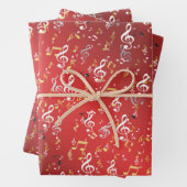 赤，ミュージカル+注，ラグジュアリー，金ゴールド, 王室の,エレガント, ラッピングペーパーシート (インサイチュ)