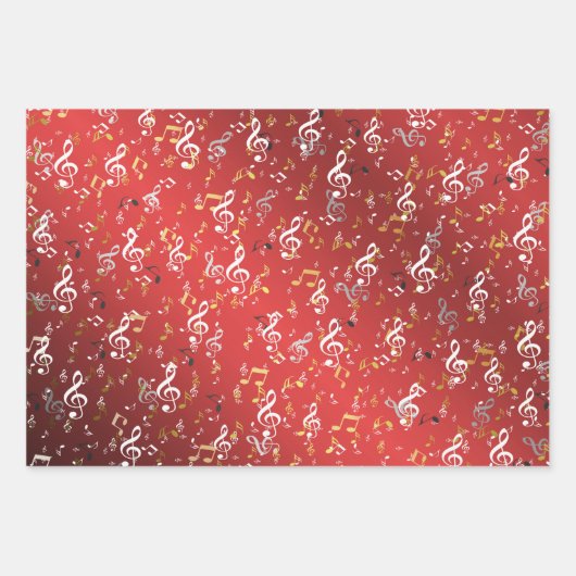 赤，ミュージカル+注，ラグジュアリー，金ゴールド, 王室の,エレガント, ラッピングペーパーシート (正面)