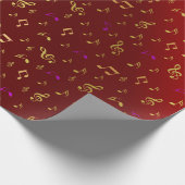 赤，メモ，ミュージカル，メロディー，音楽，サウンド，サイン， ラッピングペーパー (角)