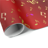 赤，メモ，ミュージカル，メロディー，音楽，サウンド，サイン， ラッピングペーパー (ロールコーナー)