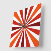 赤/モダンオレンジのストライプ時計 スクエア壁時計 (傾斜)