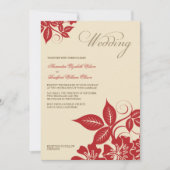 赤/モダンクリームフローラ結婚式招待状 招待状 (正面)