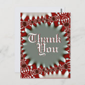 赤+モダンシルバーろうけつ染めありがとうはがき ポストカード (正面/裏面)