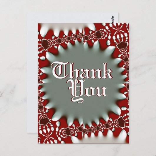 赤+モダンシルバーろうけつ染めありがとうはがき ポストカード (正面/裏面)