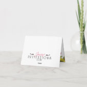 赤 + ライムグリーンのポピー花の結婚式のお礼 サンキューカード (裏面)