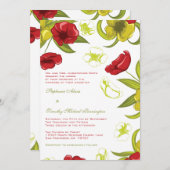 赤+ライムグリーンポピー花結婚式招待状 招待状 (正面/裏面)