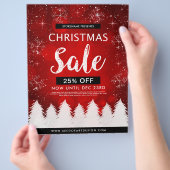 赤《写真》ぼけ味クリスマスセール小売広告 チラシ (手)